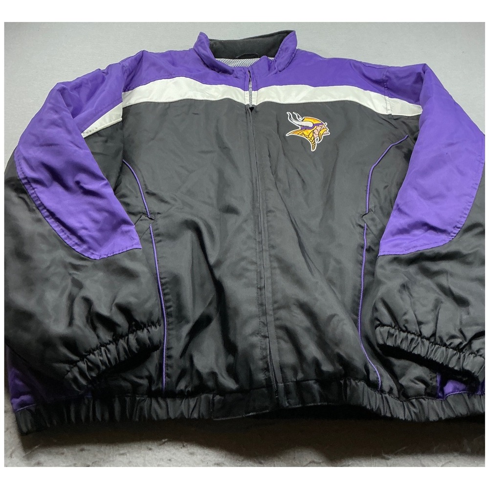 Minnesota Vikings Vintage Y2K Windbreaker Jacket Embroidered Logo Purple XL NWT